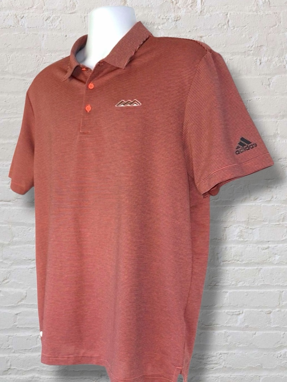 Adidas Golf Polo Shirt Men’s Large HR9075 Striped Orange Performance